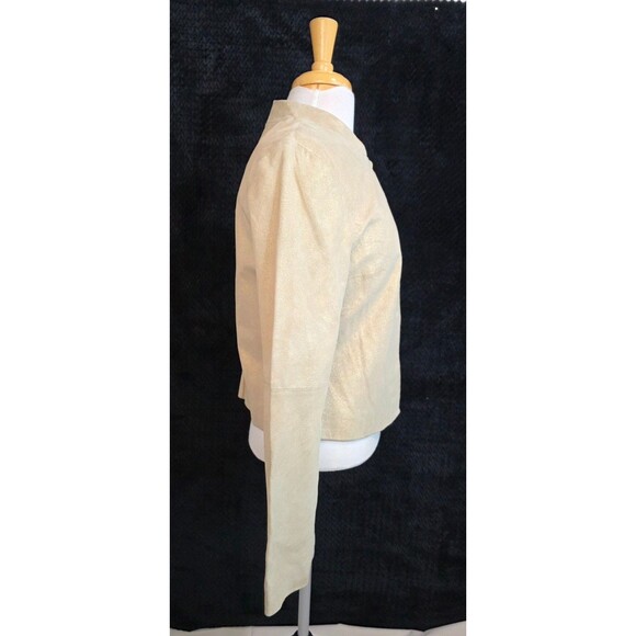 Vintage Lux Collarless Metallic Leather Jacket – 2000s – Size Large - Picture 6 of 13